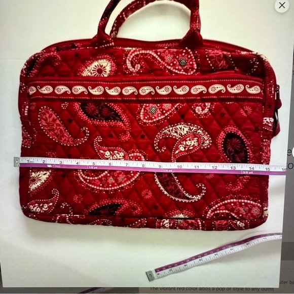 New Vera Bradley retired Mesa Red Bandana Paisley messenger bag laptop bag - Picture 6 of 8